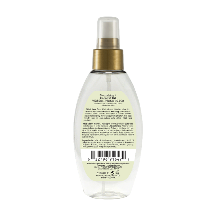OGX Nourishing Coconut Oil Weightless Hydrating Oil - Mist capilar, hidratación nutritiva