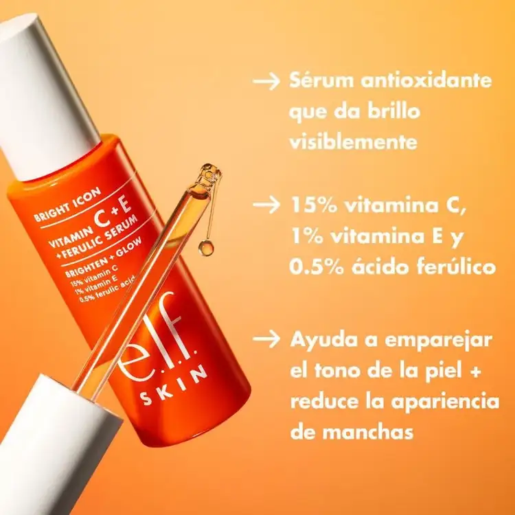 Bright Icon - Sérum facial iluminador, con 15% de vitamina C, 1% de vitamina E y 0.5% de ácido ferúlico