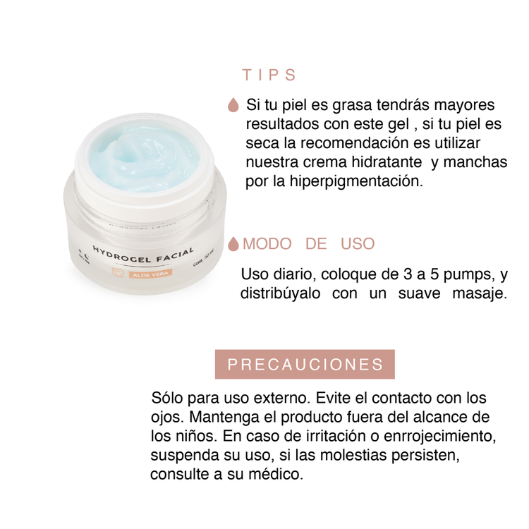 Hydrogel - Gel hidratante facial, para todo tipo de piel