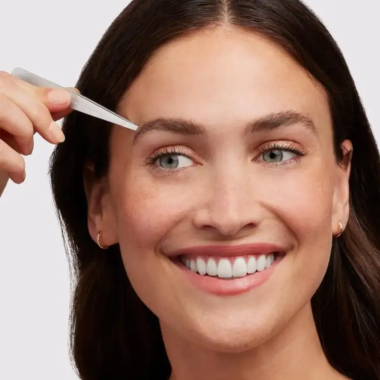 Slant Tweezer Pinzas para cejas plateadas precisión y control para la depilación de cejas