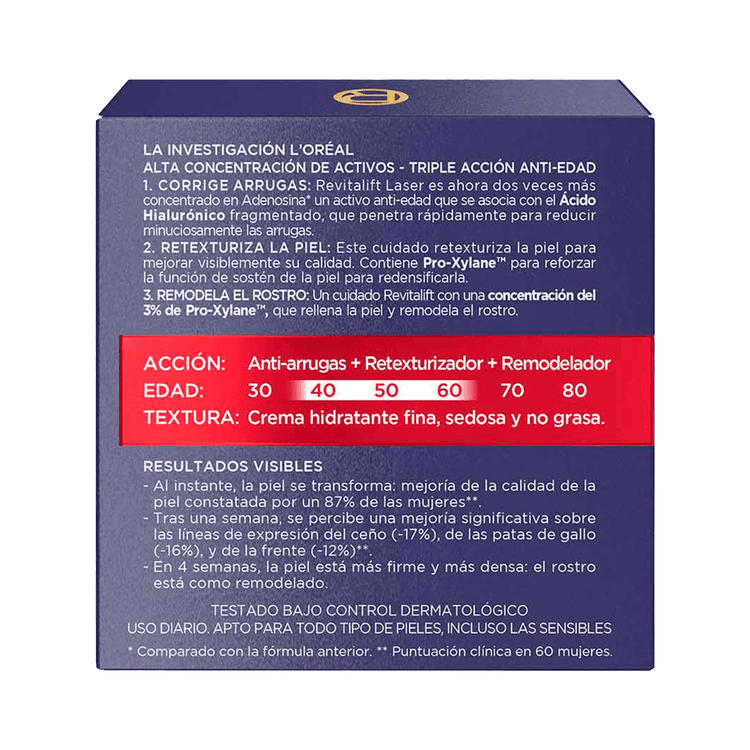 L'Oreal Paris Revitalift Laser Crema Dia Suero facial rellena arrugas, reafirma la piel y refina su textura