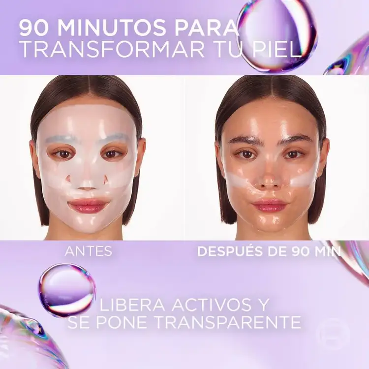 Revitalift Laser - Mascarilla facial glass skin, con acido hialurónico
