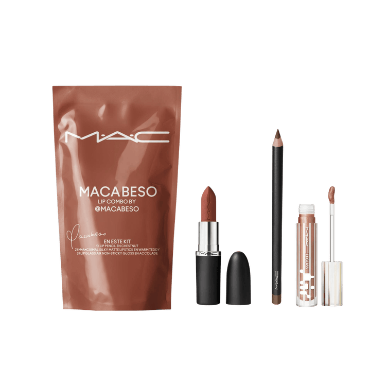 MAC Lip Combo - Toasty Nude by MACABESO, 1 MACximal Silky Matte Lipstick + 1 Lip Liner + 1 Lipglass Air Non Sticky Gloss
