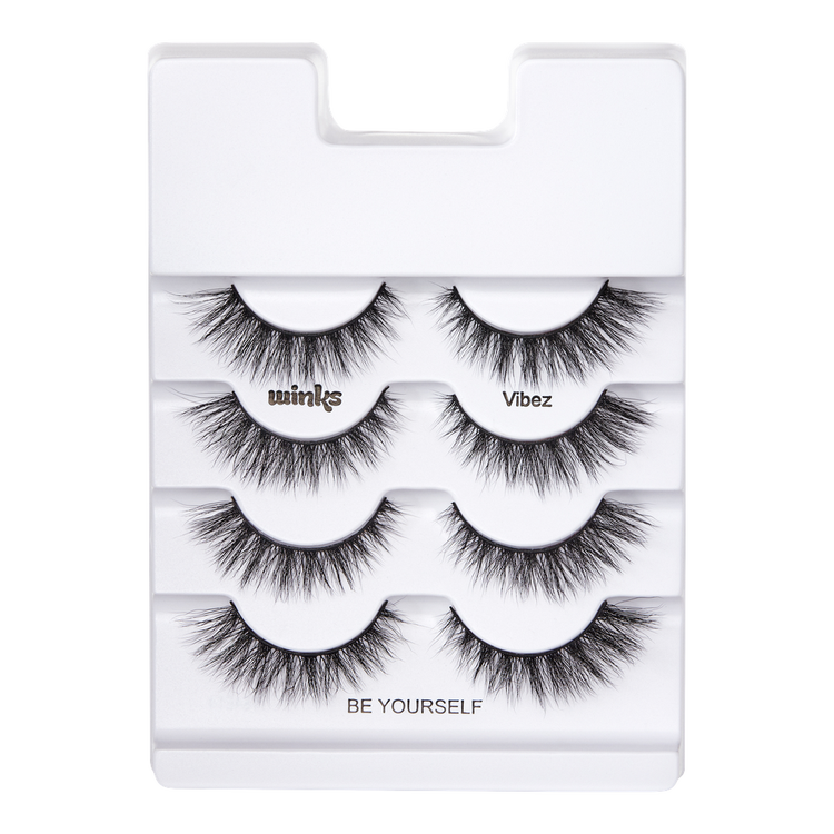 Winks Be Yourself Vibez, Black Strip Lash Pestañas redondeadas look de ojos grandes y expresivos.