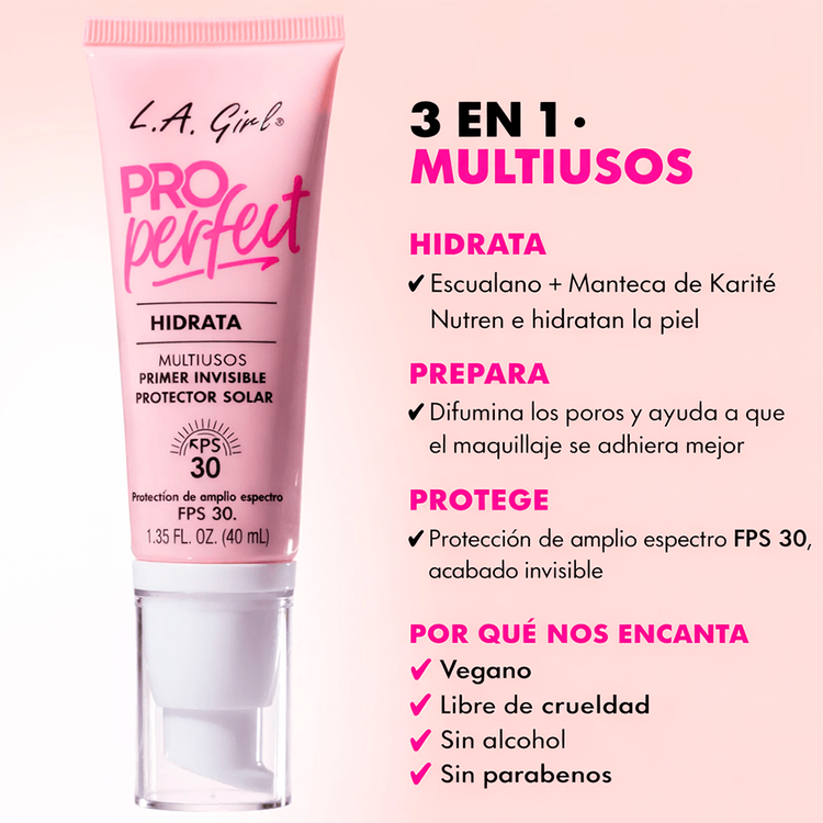 PRO. Perfect - Hydrating Multitasking SFP 30 Primer, hidrata, protege y prepara en un solo paso, 40 ml