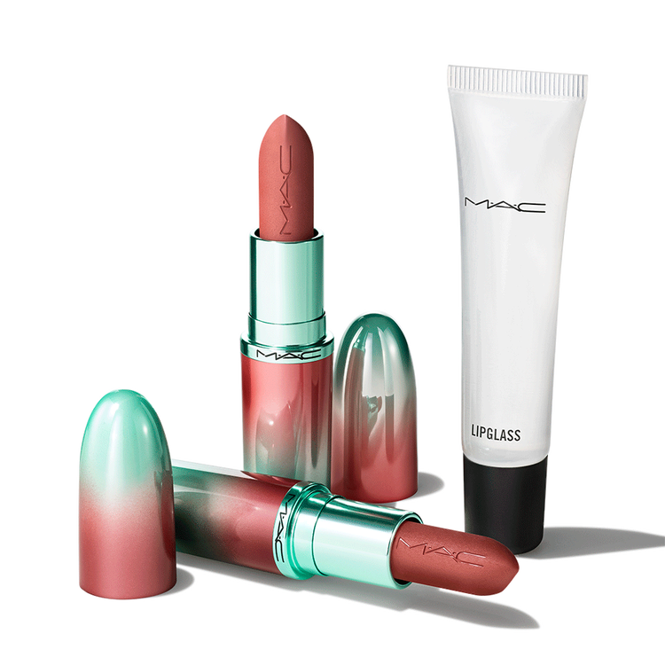 M·A·CX To the Future Lip Trio - Set de labios con dos M·A·Cximal Silky Matte Lipstick y Lipglass Clear