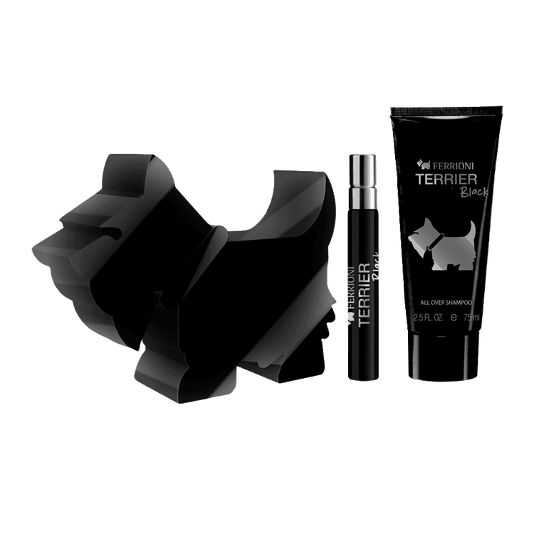 Terrier Black - Set de regalo, Eau de Parfum + shower gel + mini spray