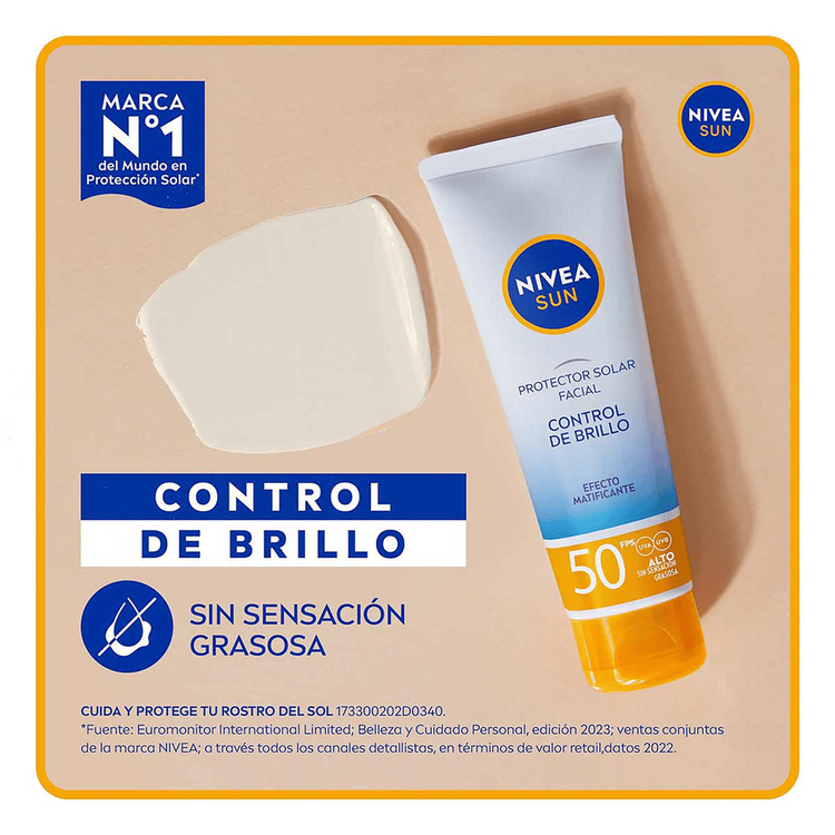 Control Brillo Protector Solar Facial tamaño viaje protección solar alta facial