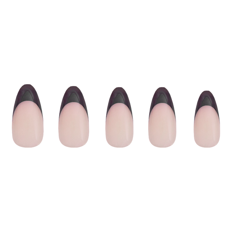 Caviar Press-On Nails Uñas postizas puntas francesas con base natural.