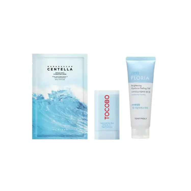 Mother's - Set de regalo, Cotton Soft Protector solar + Floria Brightening Gel peeling + Hyalu Cica mascarilla hidratante