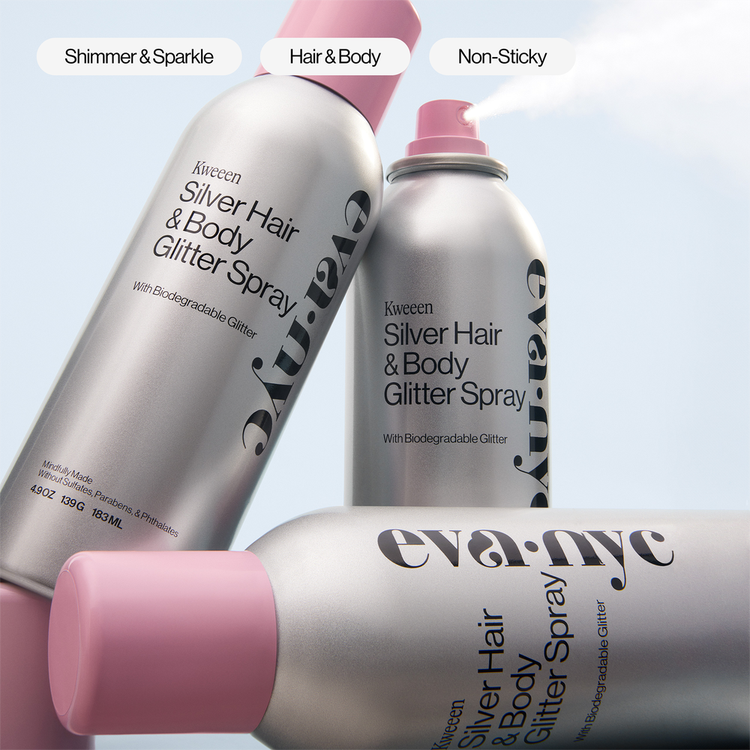 Kweeen Silver Spray con glitter brillo deslumbrante