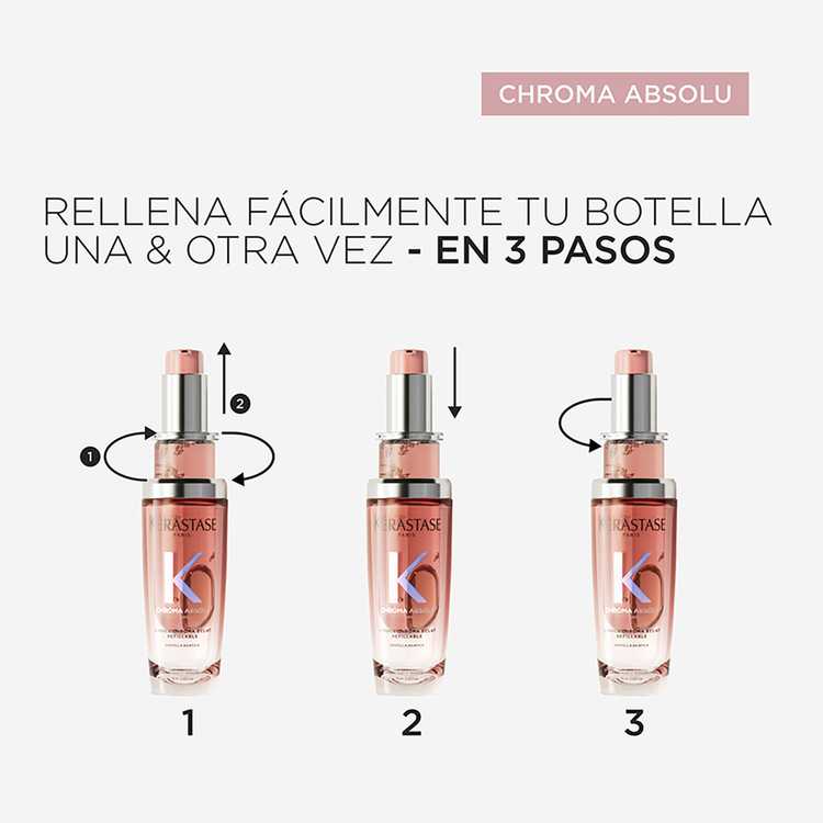 Chroma Absolu - Refill aceite capilar, brillo duradero para cabello con color