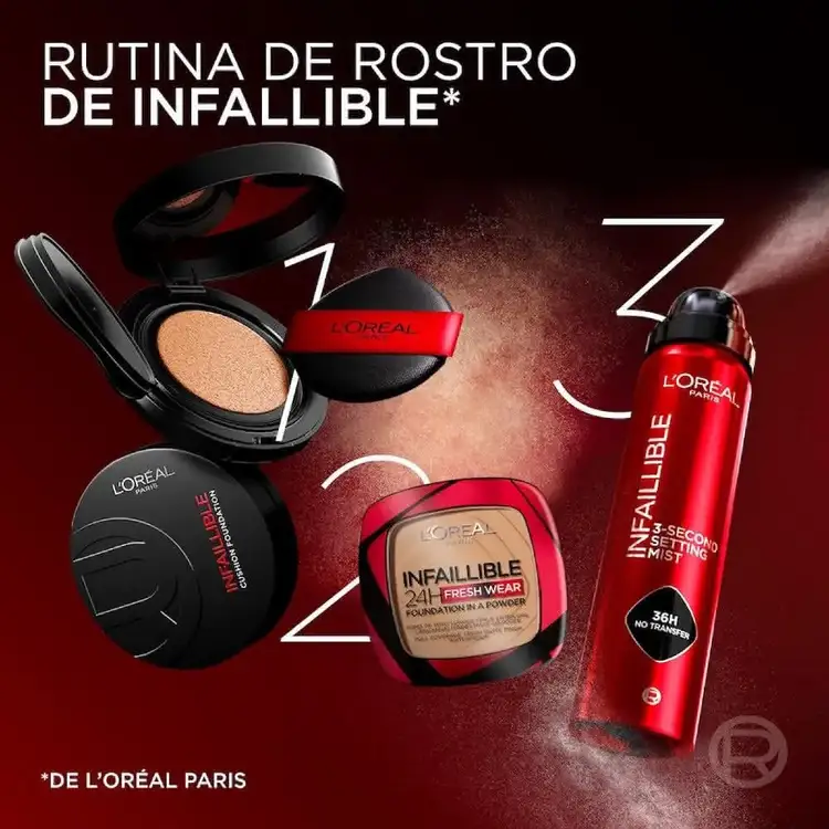 Infallible 24h Fresh Wear - Cushion Foundation, base de maquillaje de alta cobertura y acabado mate, 11 ml