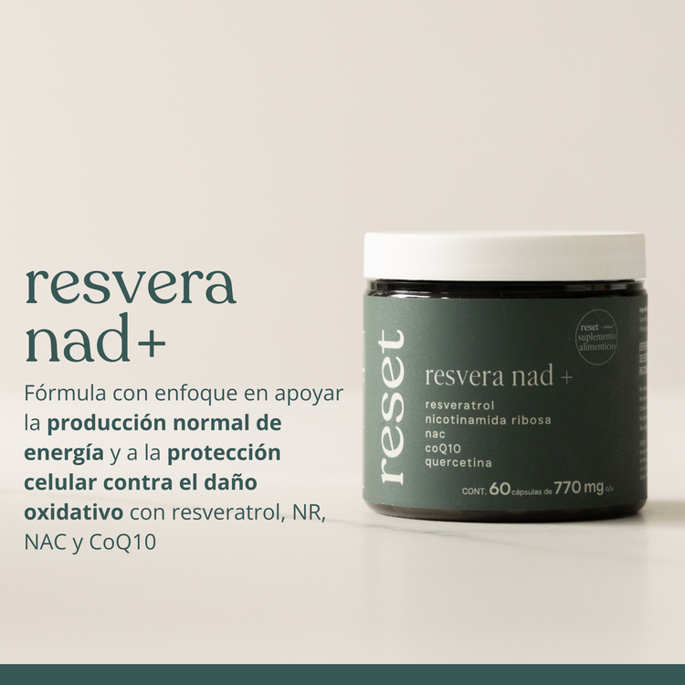 Resvera Nad + Suplemento alimenticio contribuye a energía celular, estrés oxidativo y sistema inmune