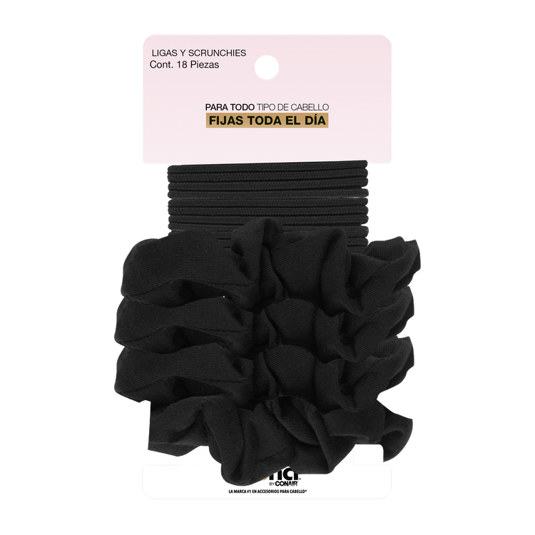Scunci - Pack de ligas y scrunchies color negro