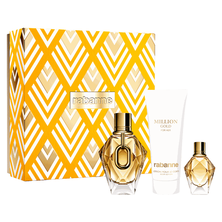 Million Gold For Her - Set de regalo, eau de parfum 90 ml + loción corporal 100 ml + eau de parfum 5 ml