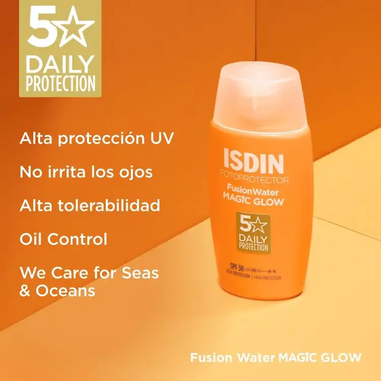 Fusion Water Magic Glow Protector solar facial control de brillo