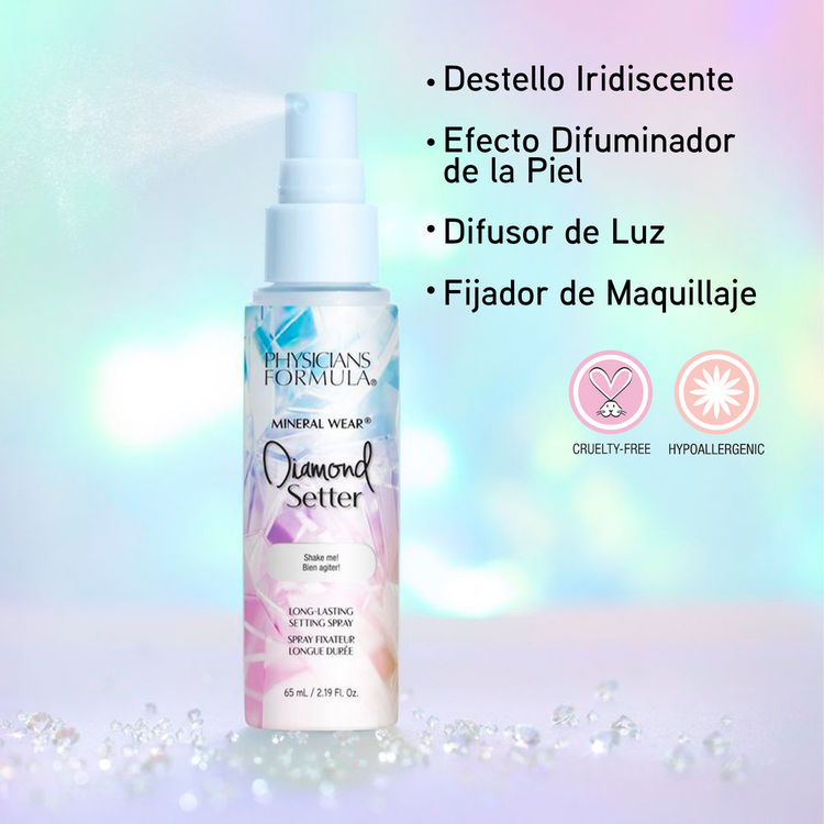 Mineral Wear Setting Diamond Setter Spray para piel sensible