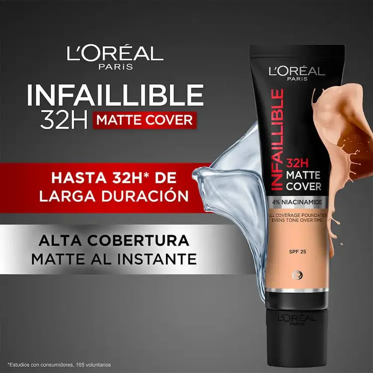 Infallible Matte Cover 32H - Base de maquillaje líquida, acabado mate y larga duración
