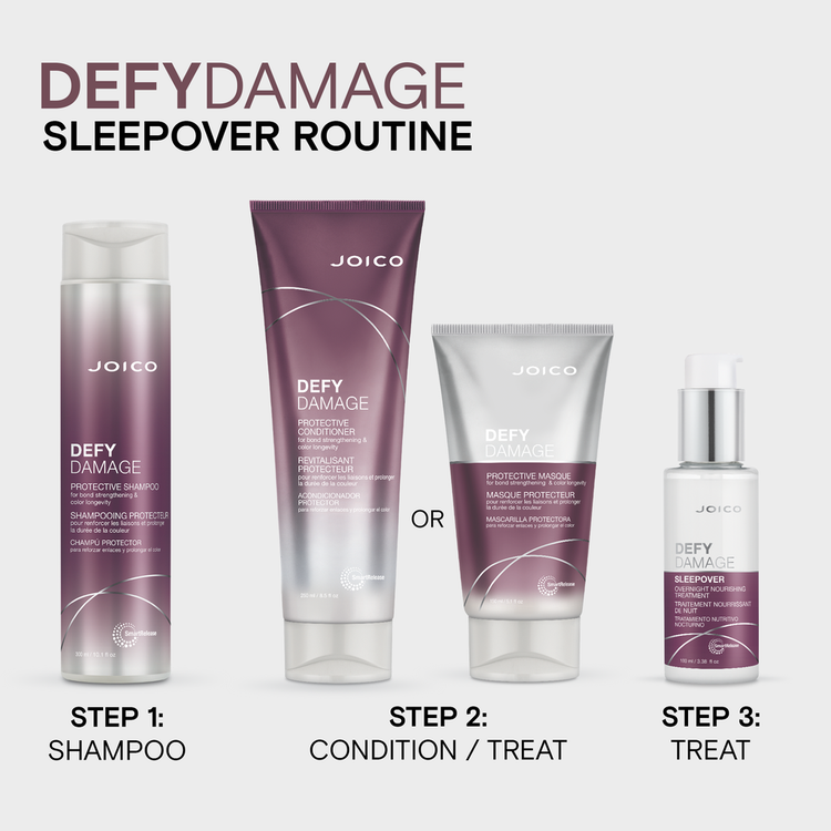 Defy Damage Sleepover Overnight Tratamiento nocturno reparador nutre y repara el cabello durante la noche