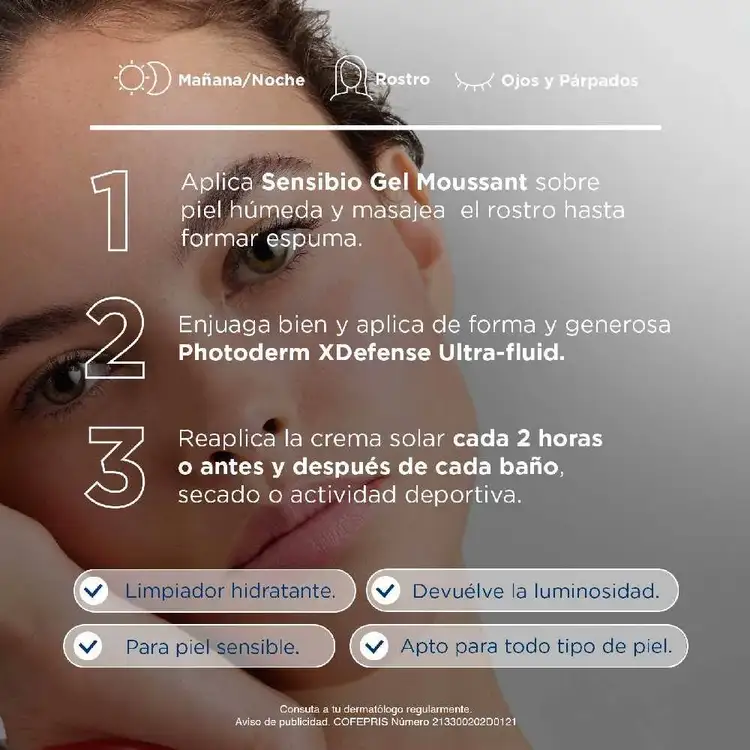 Photoderm Xdefense - Protector Solar Facial Photoderm Neutro + Sensibio Gel moussant, para todo tipo de piel