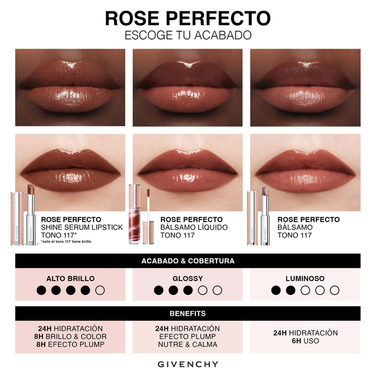 Labial Sérum Rose Perfecto Shine - Labial con color y cuidado con 24 horas de hidratación