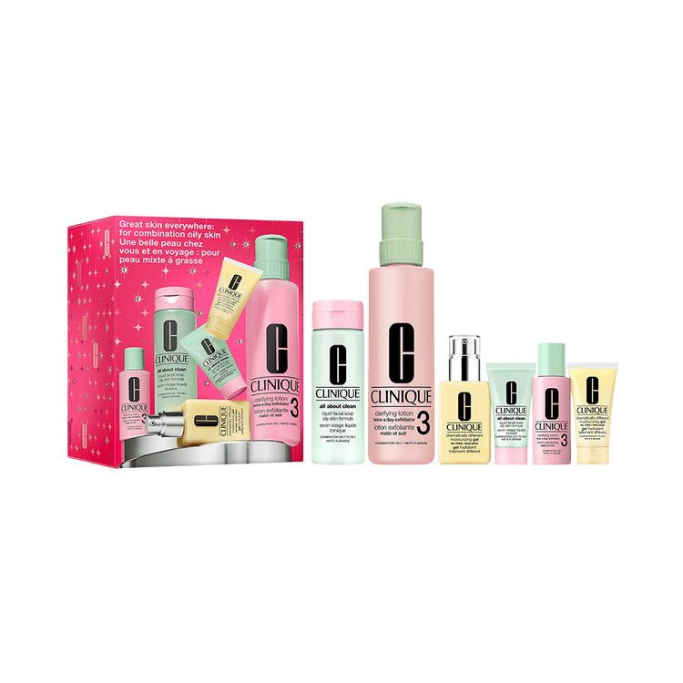 Holiday Great Skin Everywhere - Set de regalo, limpiador facial + loción exfoliante + gel hidratante