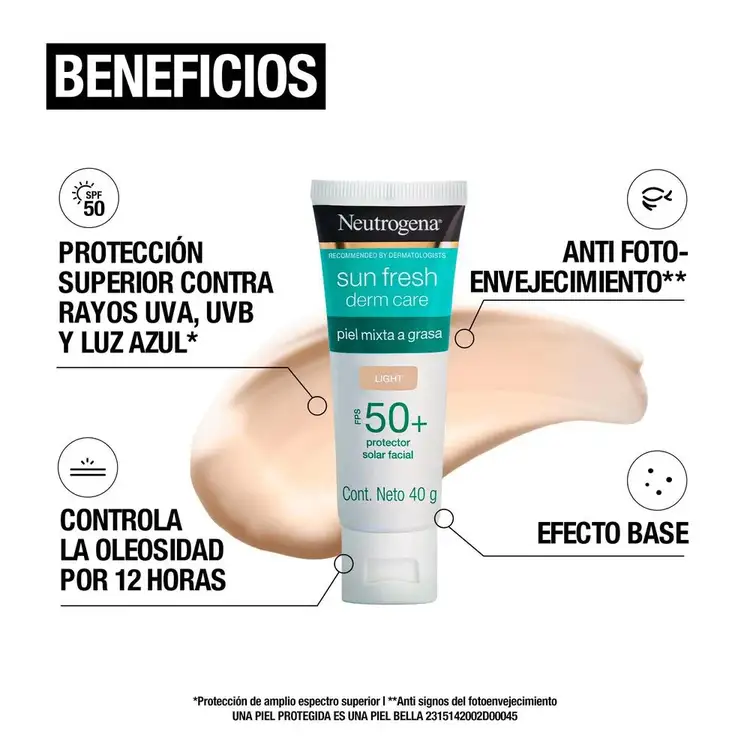 Sun Fresh Derm Care - Protector solar facial, protección FPS 70
