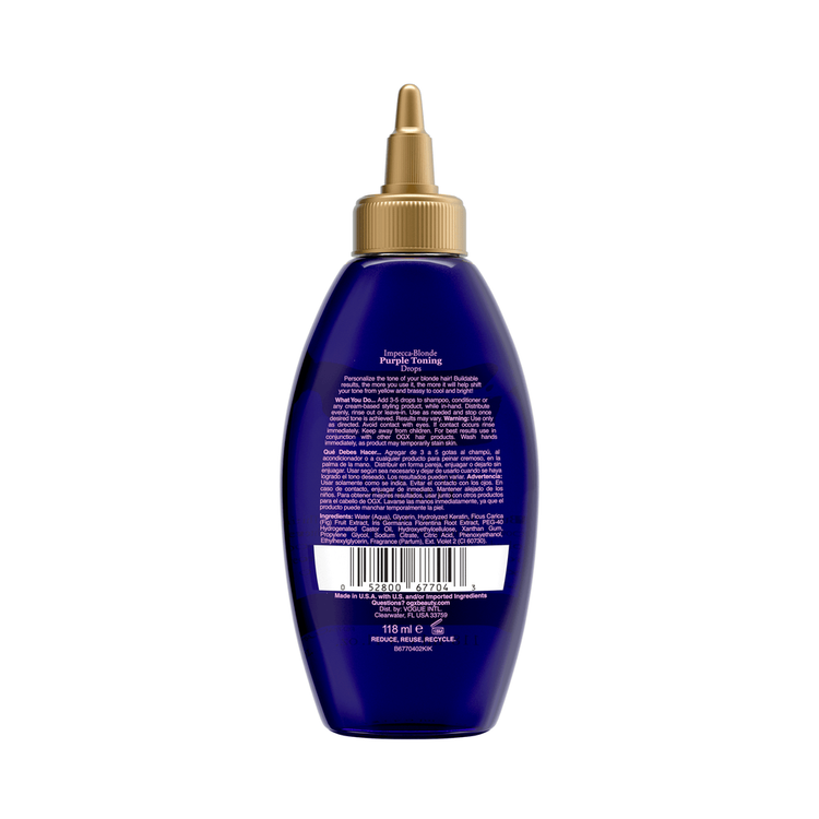 OGX Blonde Enhance Purple Fig - Gotas matificadoras, para el cabello plateado o rubio