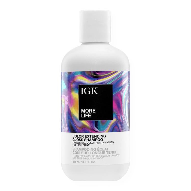 More Life Color Extending Gloss Shampoo conserva el color, brillo intenso.