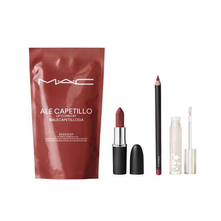 MAC Lip Combo - Warm Blush Brown by Ale Capetillo 1 MACximal Silky Matte Lipstick + 1 Lip Liner + 1 Lipglass Air Non Sticky Gloss