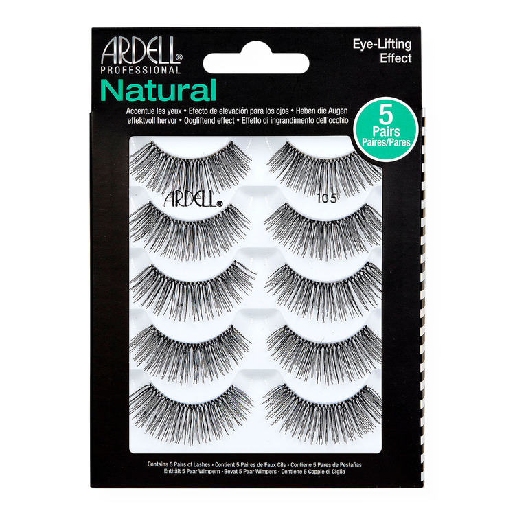 Lash Natural #105 5 Pair Multipack Paquete de 5 pares de pestañas pestañas que embellecen la mirada.
