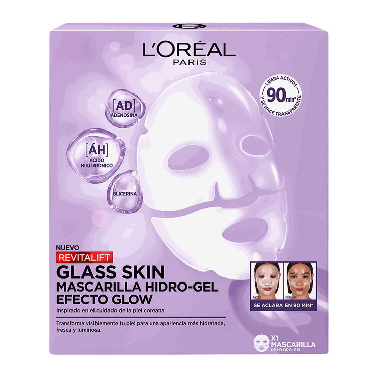 Revitalift Laser - Mascarilla facial glass skin, con acido hialurónico