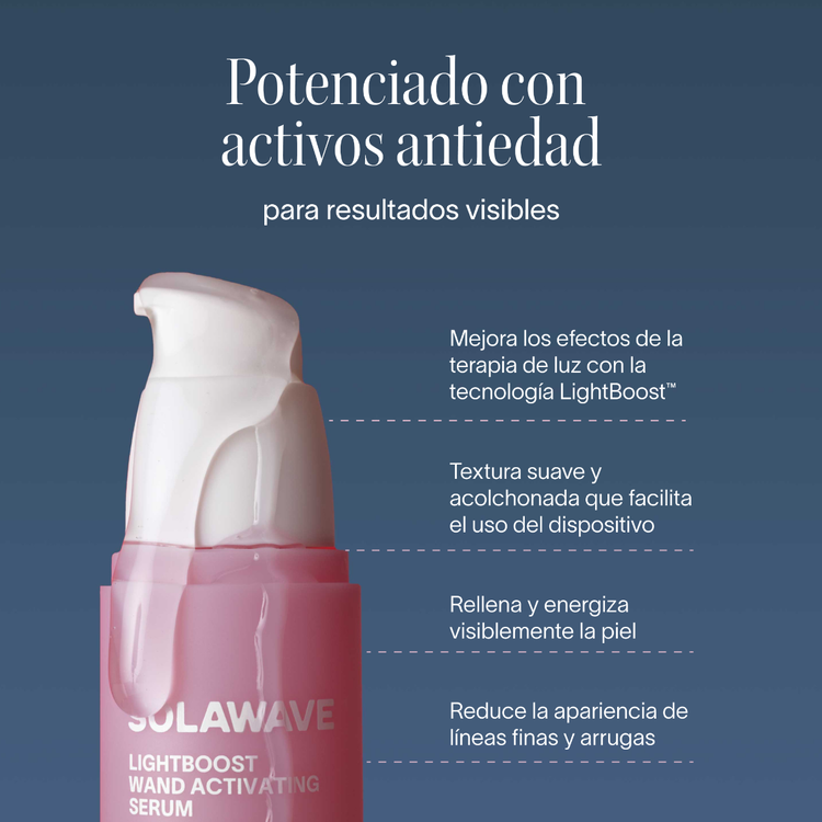 Solawave Gold Wand - Kit Sérum Activo, con tecnología de luz roja y microcorrientes - 4 piezas