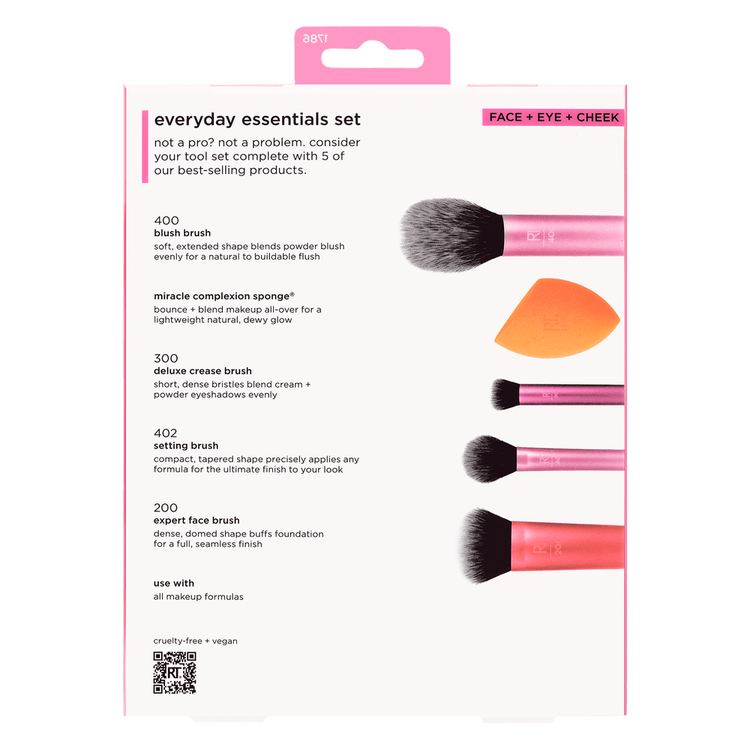 Everyday Essentials - Set de brochas y esponja, para aplicación de maquillaje