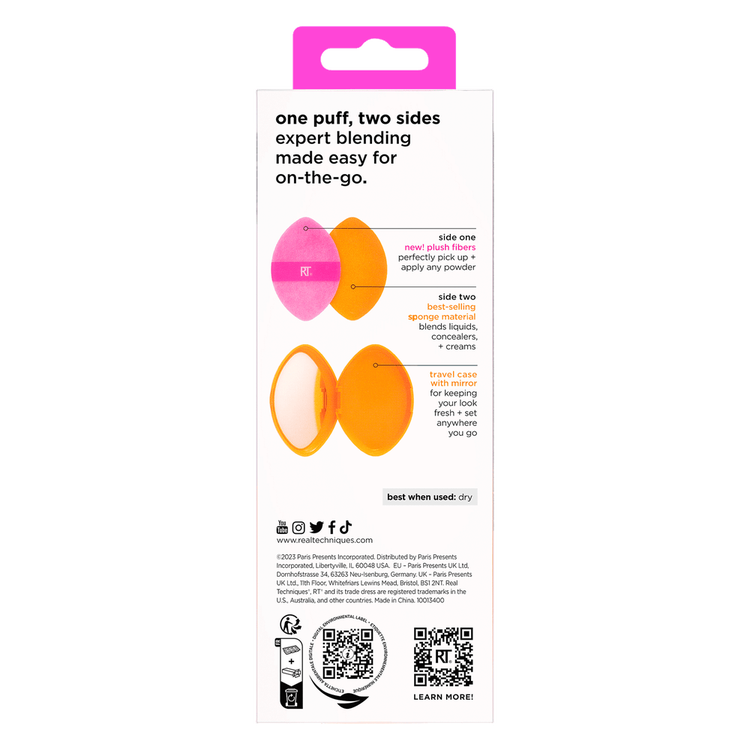 Miracle 2-In-1 Powder Puff + Travel Case - Esponja de maquillaje con estuche de viaje