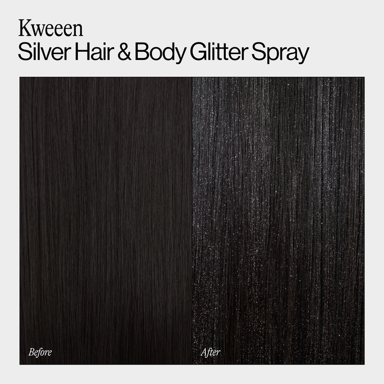 Kweeen Silver Spray con glitter brillo deslumbrante