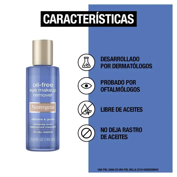 Oil Free Desmaquillante de ojos remueve eficaz y gentilmente el maquillaje