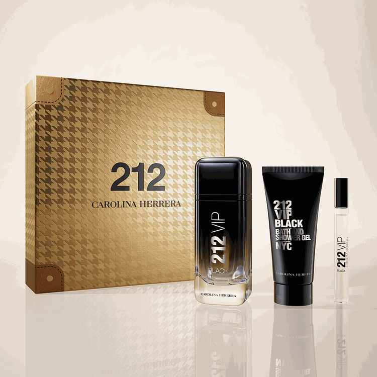 212 VIP Black - Set de regalo, eau de parfum 100 ml + gel de baño 100 ml + eau de parfum 10 ml