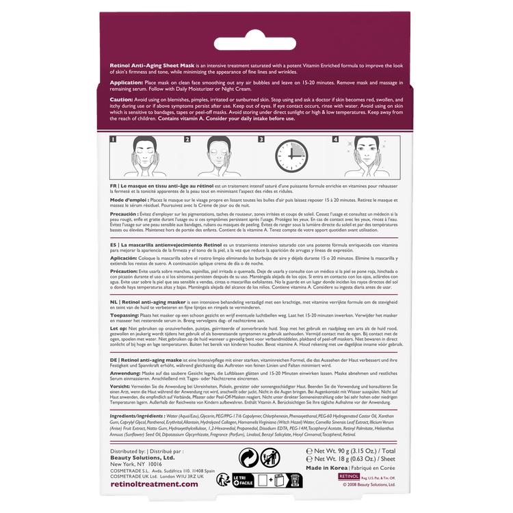 Retinol Mascarilla facial 15 minutos