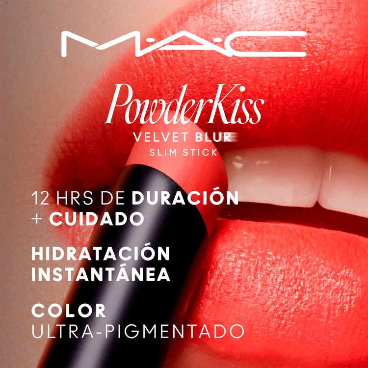 Powder Kiss Velvet Blur Slim Lipstick - Labial, mate hidratante de color intenso