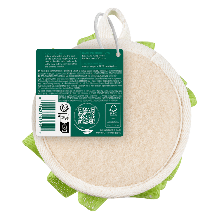 Ecotools Dual Sided Cleansing Pad Green - Esponja duo, para ducha