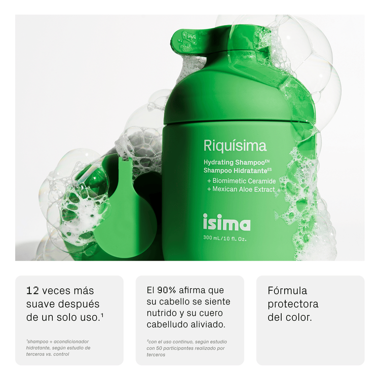 Riquísima - Shampoo hidratante, repone la hidratación