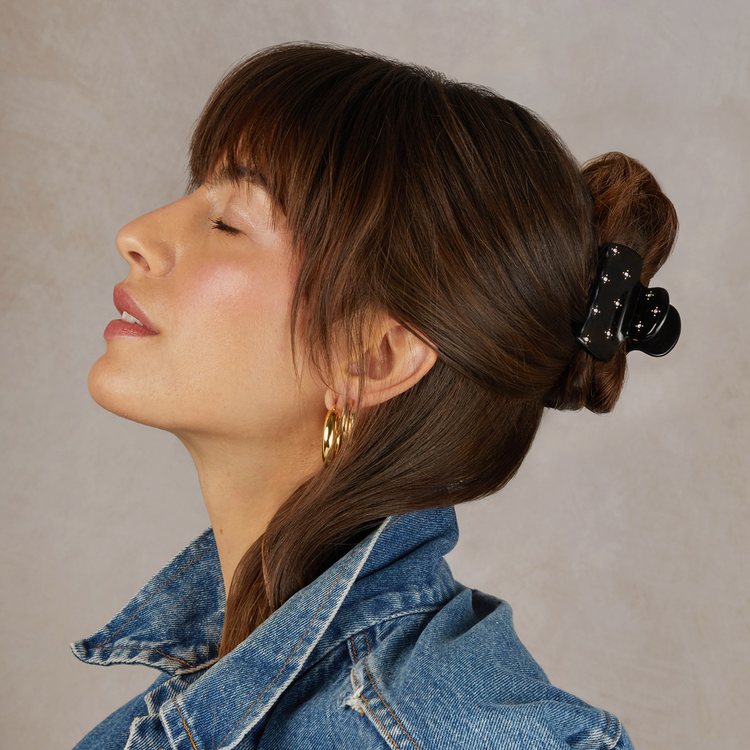 Rhinestone Medium Puffy Pinza tipo garra ideal para peinados