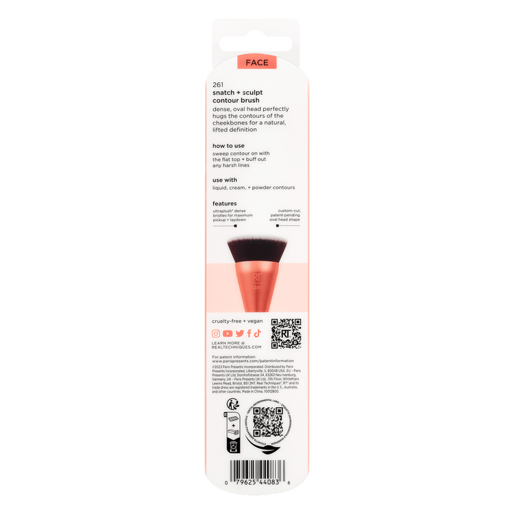 Snatch + Sculp Contour Brush - Brocha de maquillaje #261, para uso con textura líquida, en crema o polvo