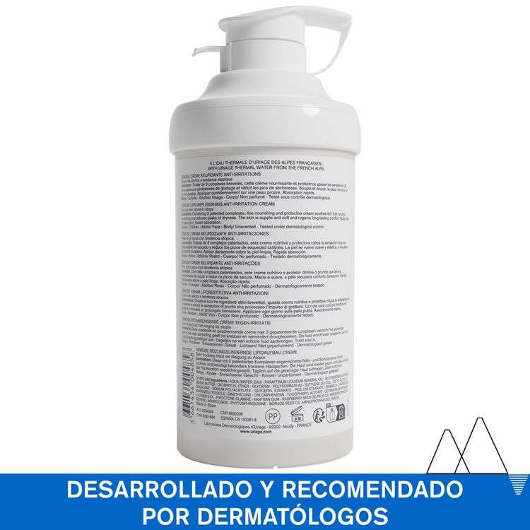 Xémose - Crema relipidizante 400 ml, alivia la picazón causada por la piel seca