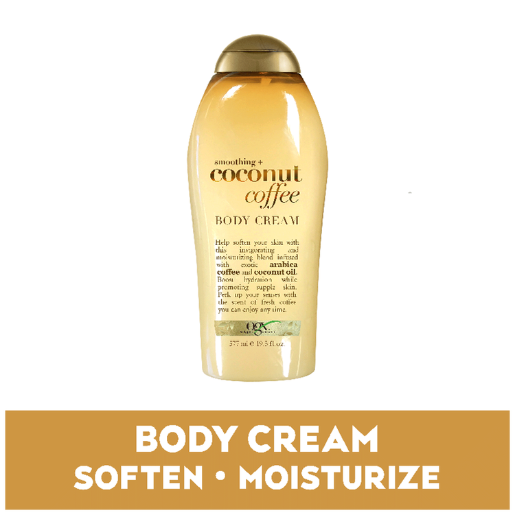 OGX Smoothing + Coconut Coffee Body - Crema corporal, mezcla humectante