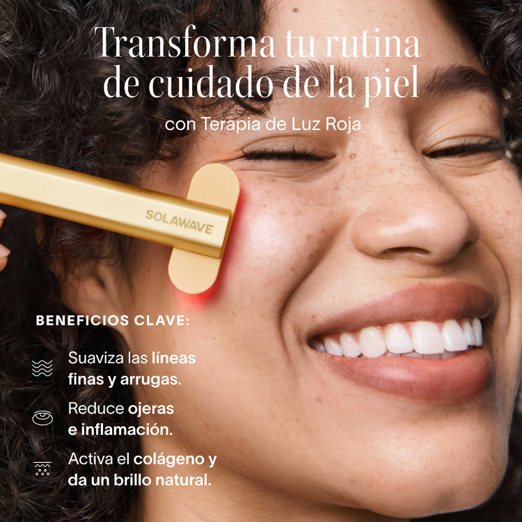 Solawave Gold Wand - Kit Sérum Activo, con tecnología de luz roja y microcorrientes - 4 piezas