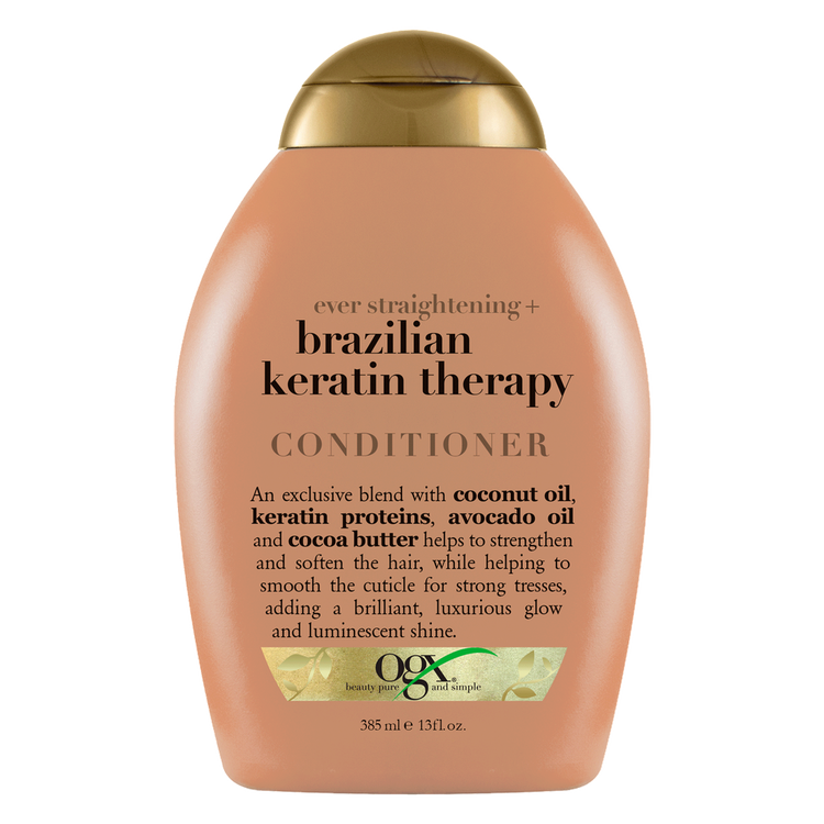 OGX Ever Straight Brazilian Keratin Therapy - Acondicionador, hidratación extra brillante