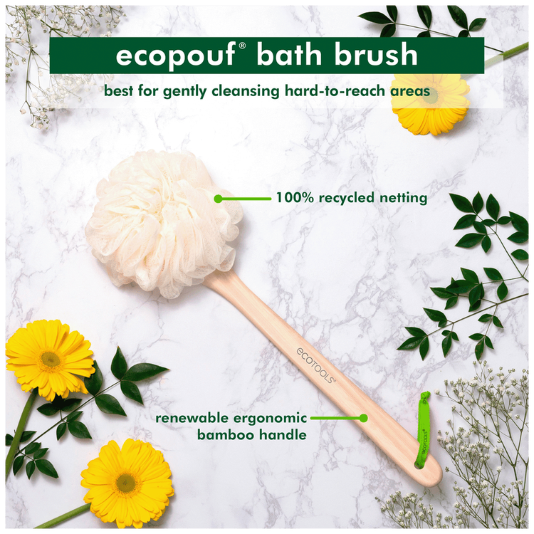 Eco Tools Ecopoufâ® - Cepillo de ducha, con mango largo y reciclado